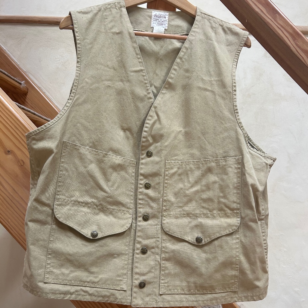 Vintage Filson Cruiser Vest In Tan (Size 44 Made In Usa!)!